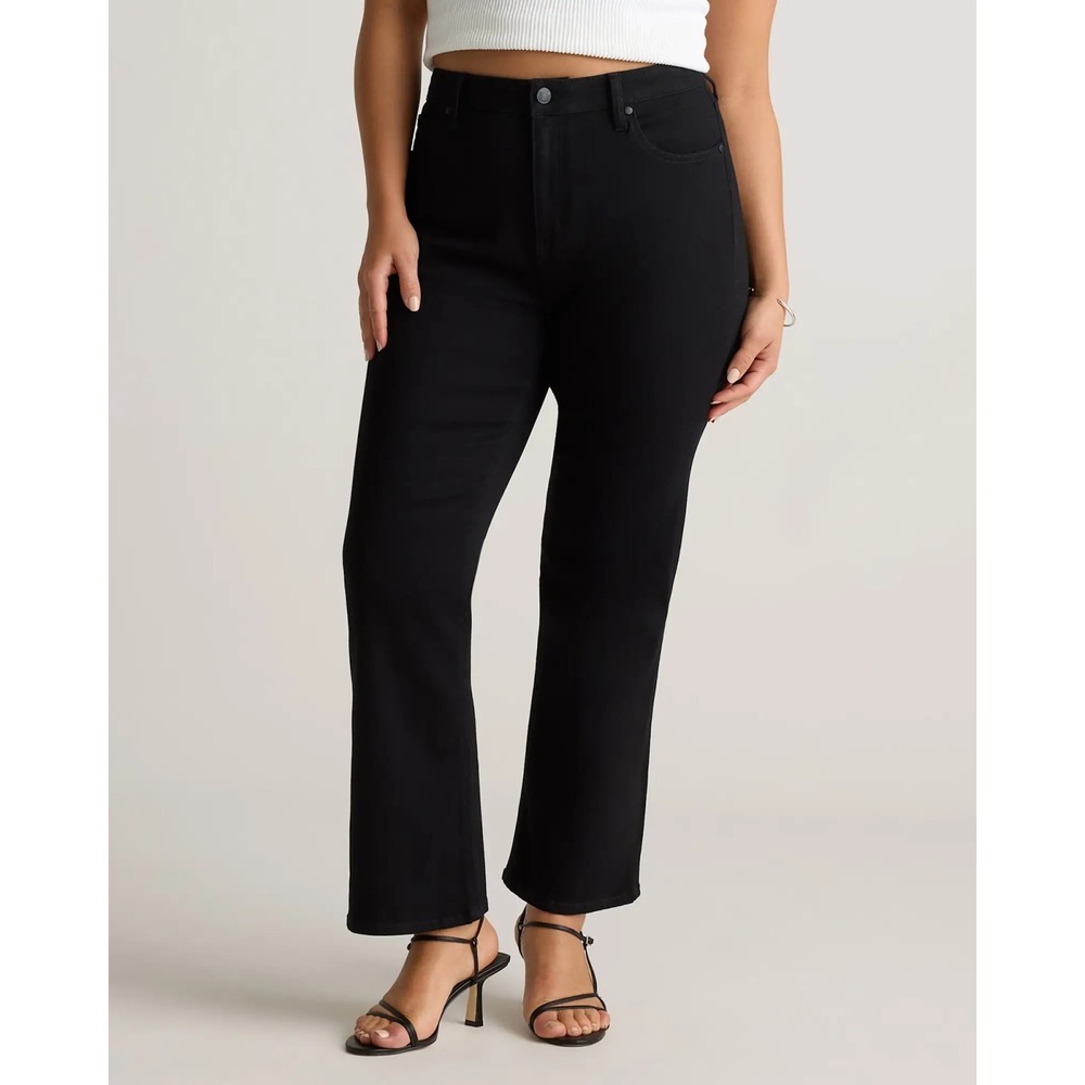 Quince Bella Stretch Kick Flare Jeans Black Womens 32x28 (Fits 32x27) NWT Preppy